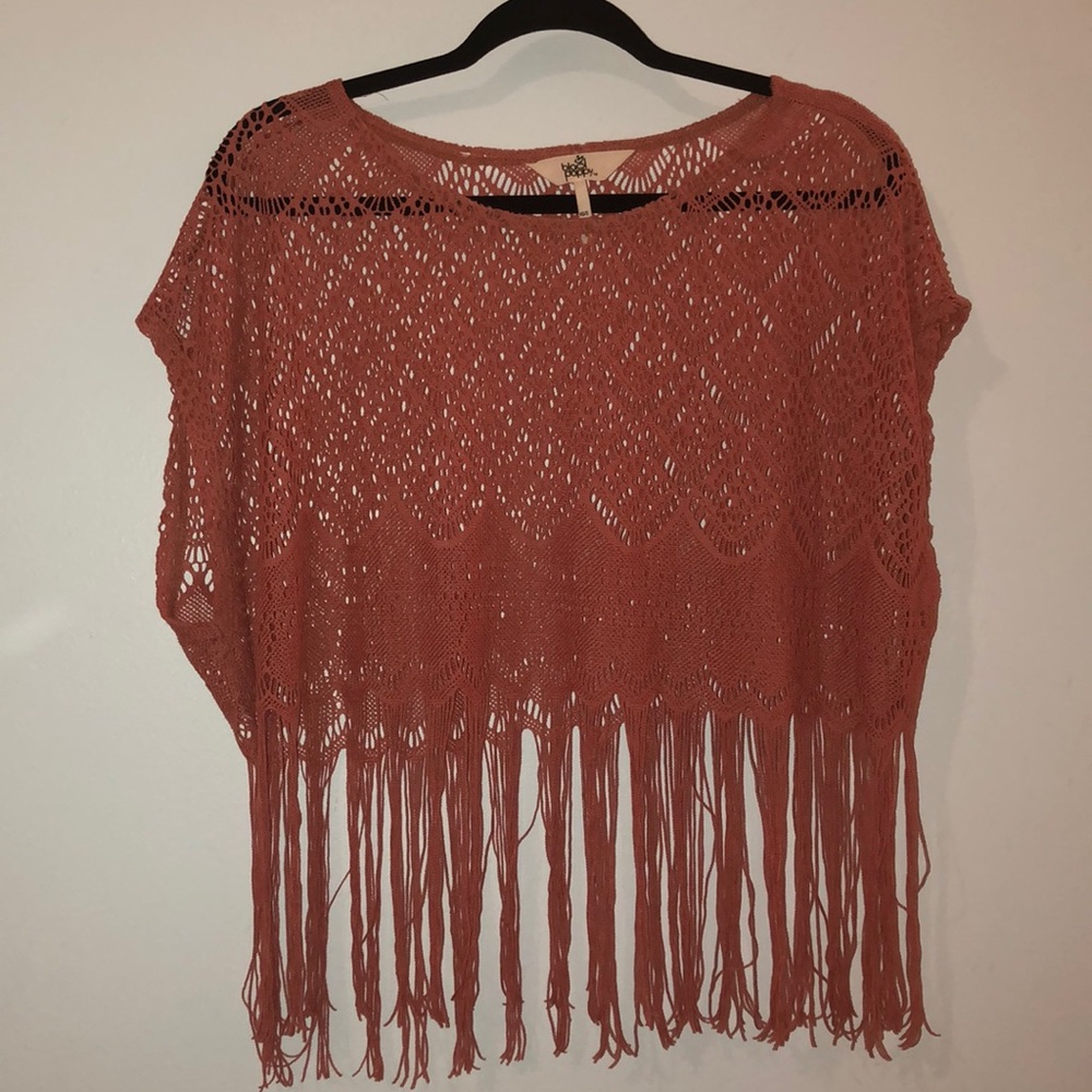BLACK POPPY Lace tasseled top